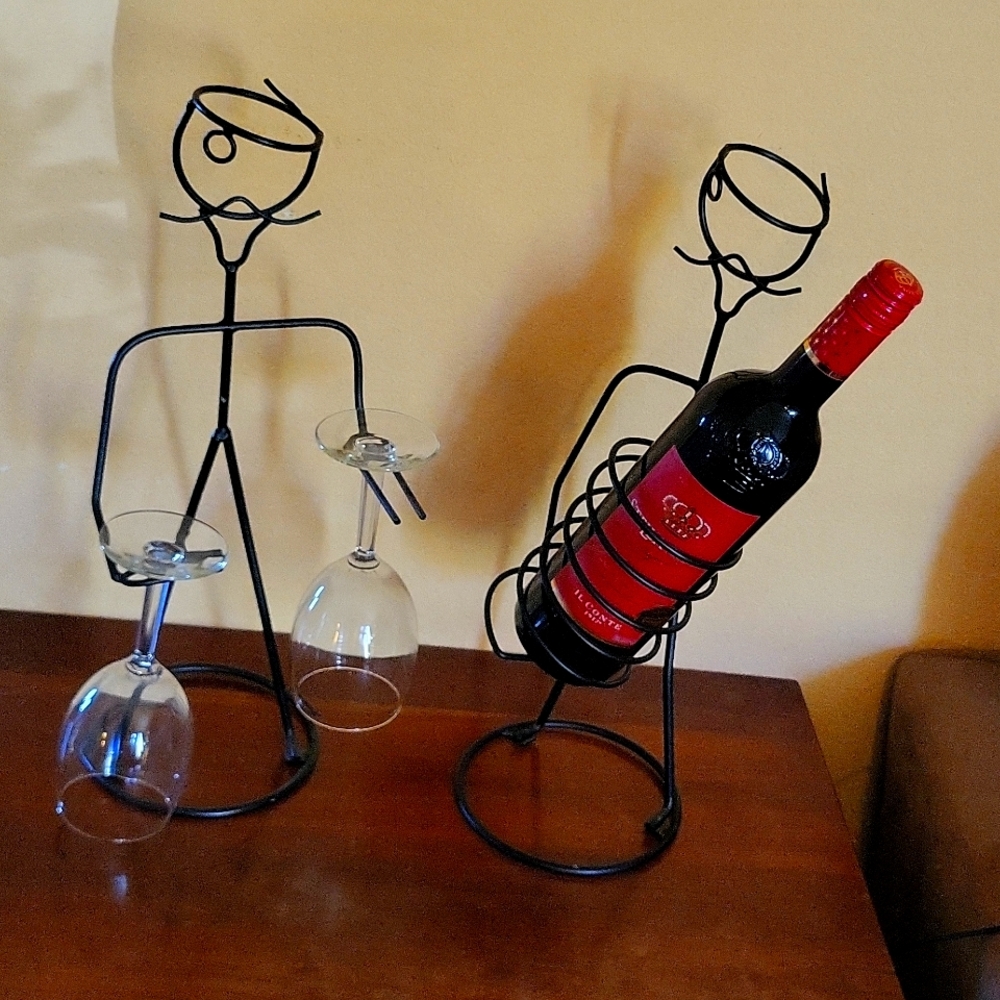 Wine bottle and wine glass holders